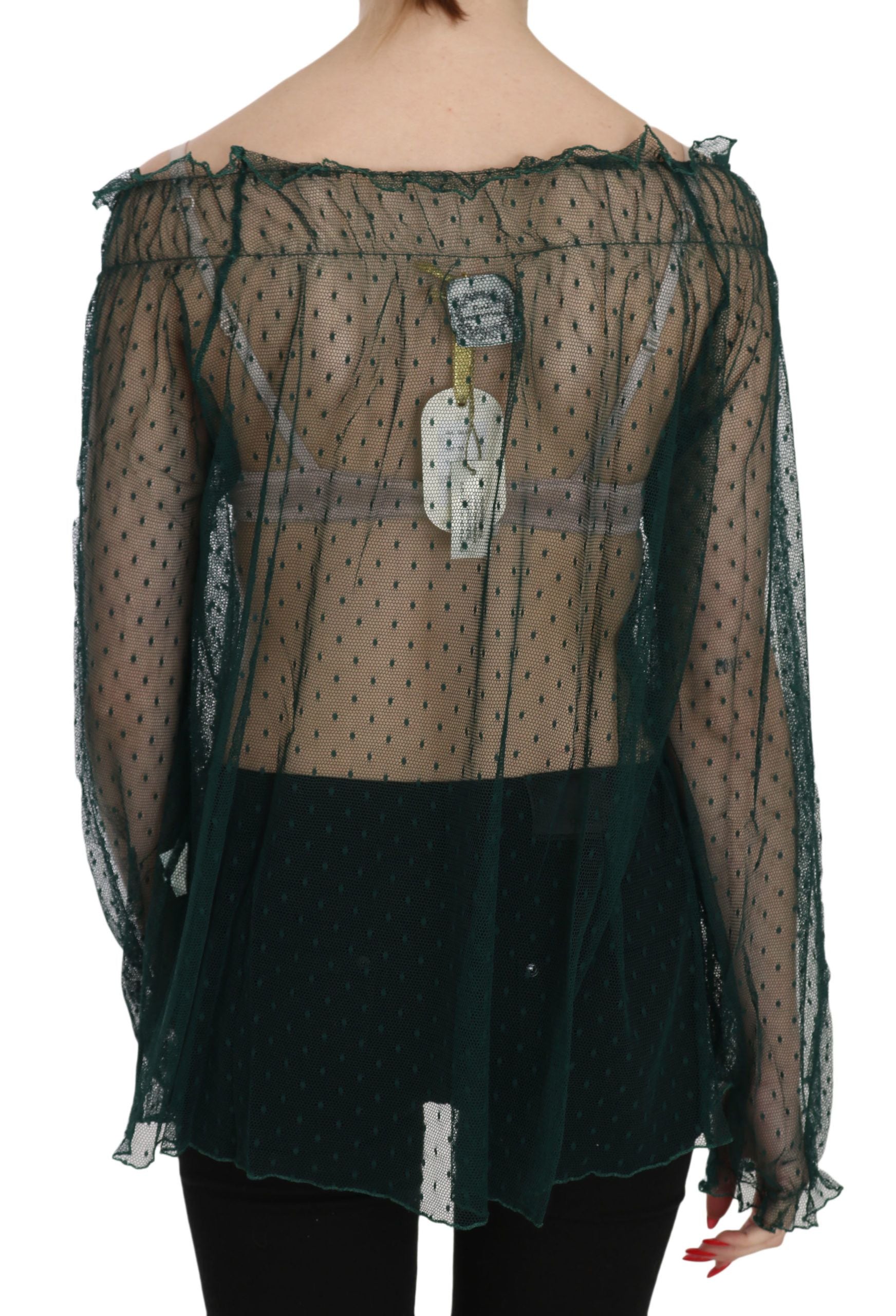 Haut rose en maille transparente à manches longues PINK MEMORIES