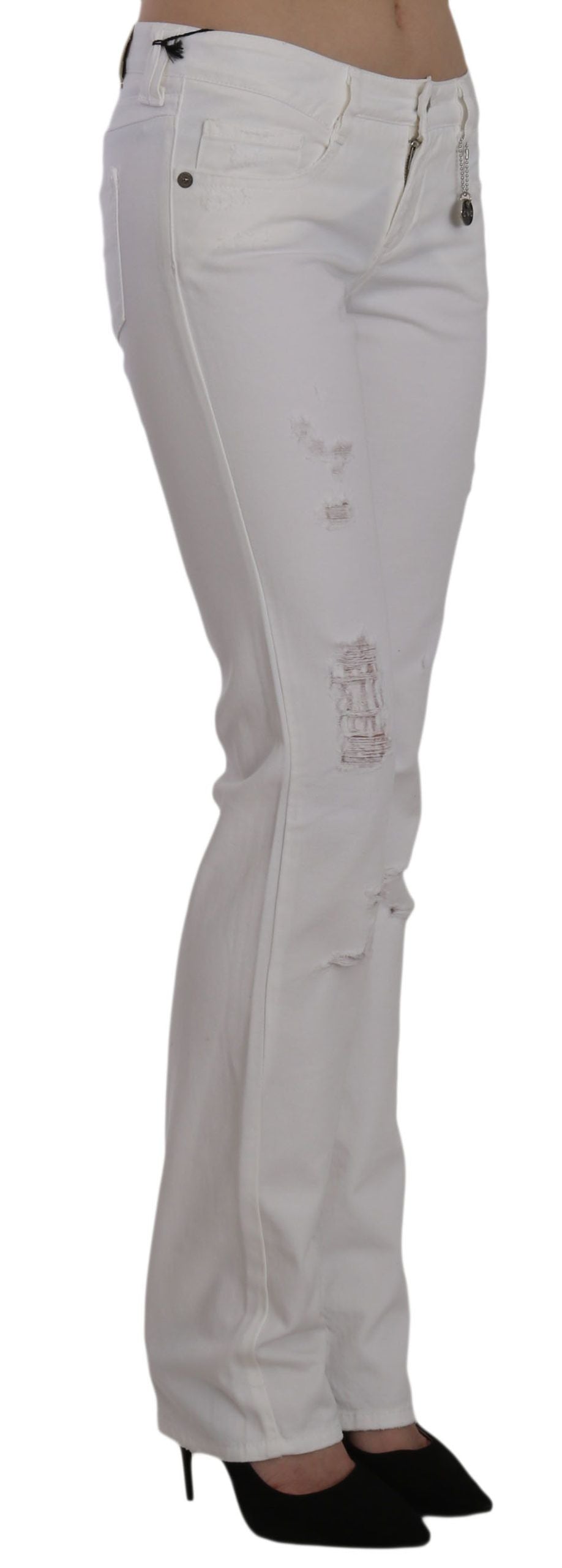 Costume National White Slim Fit Jeans for Women side view