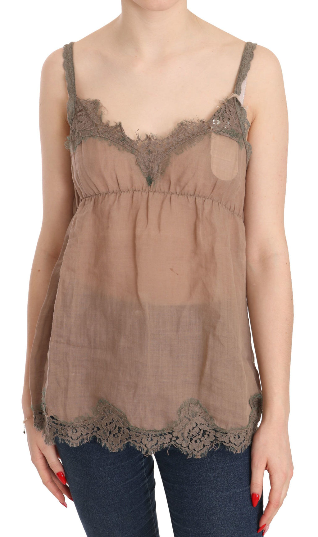 PINK MEMORIES Brown Sleeveless T-Shirt for Women