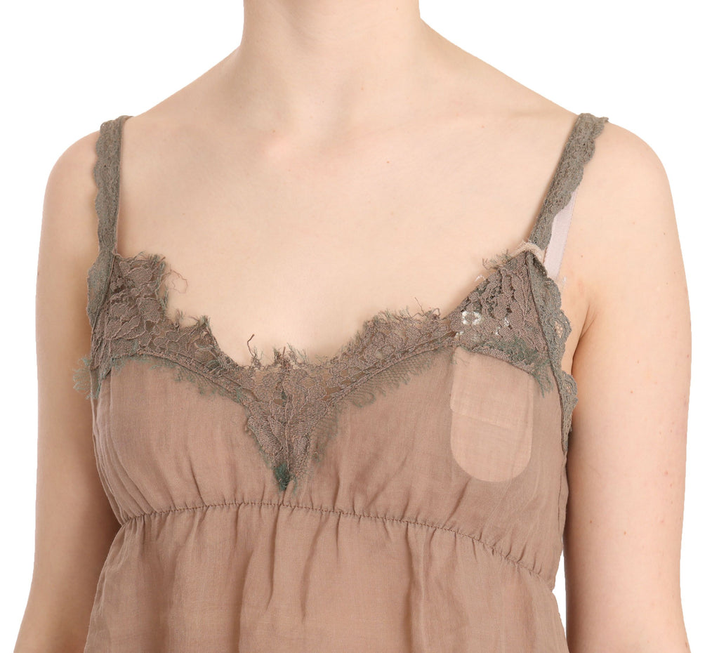 PINK MEMORIES Brown Sleeveless T-Shirt for Women additional view