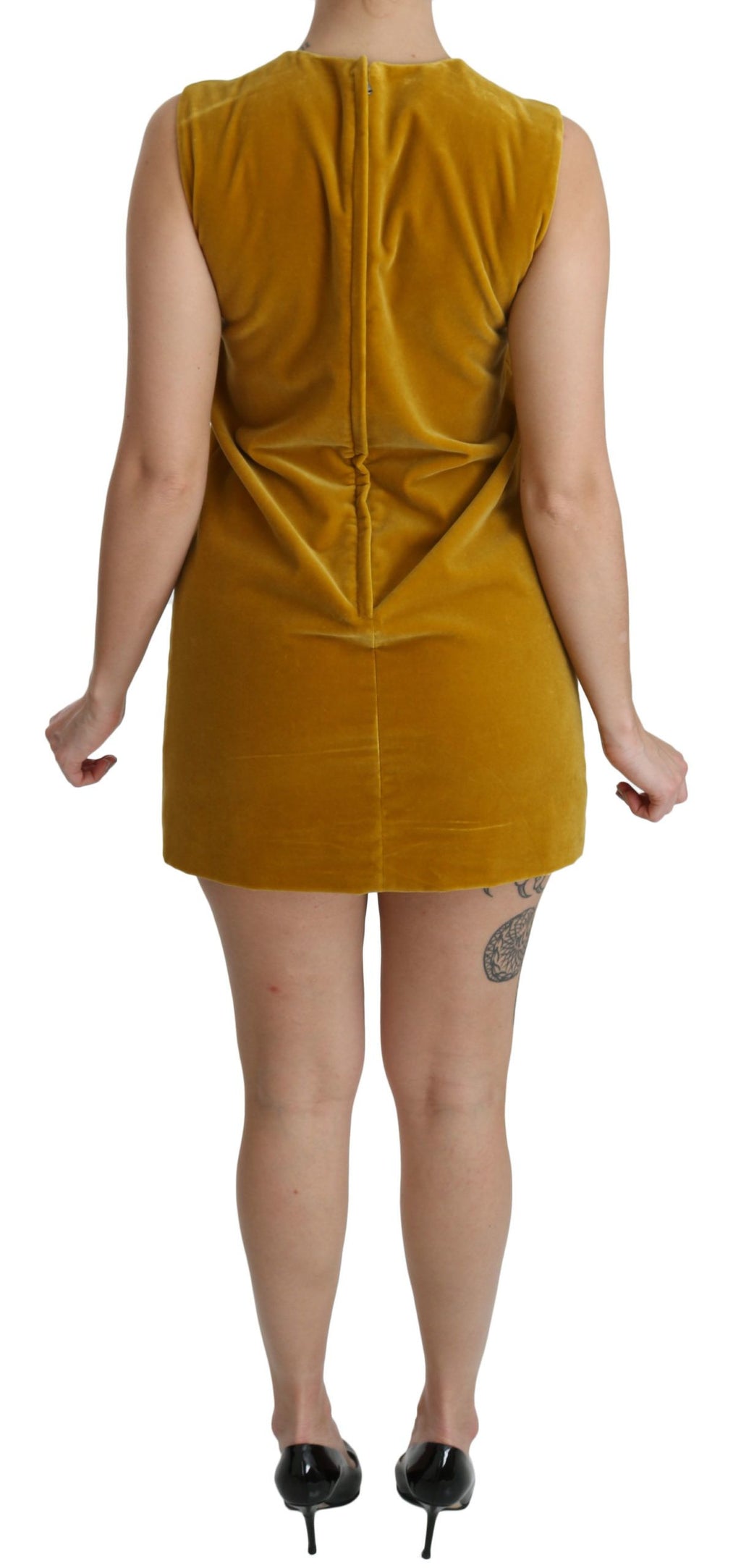 Mini-robe Dolce & Gabbana en velours stretch moutarde