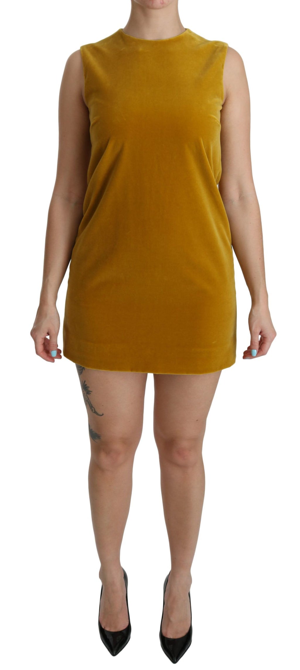 Mini-robe Dolce & Gabbana en velours stretch moutarde