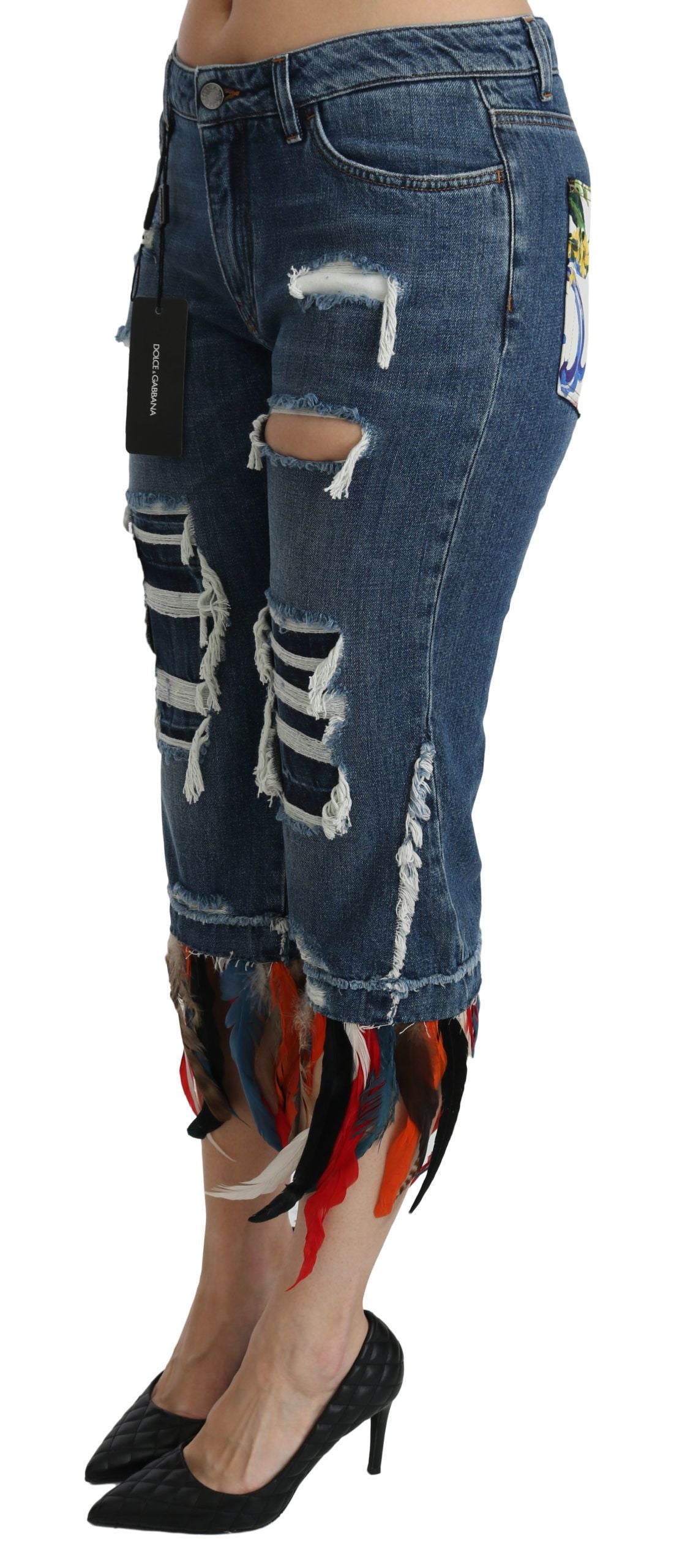 Dolce & Gabbana Blue Cropped Jeans for Women detail view