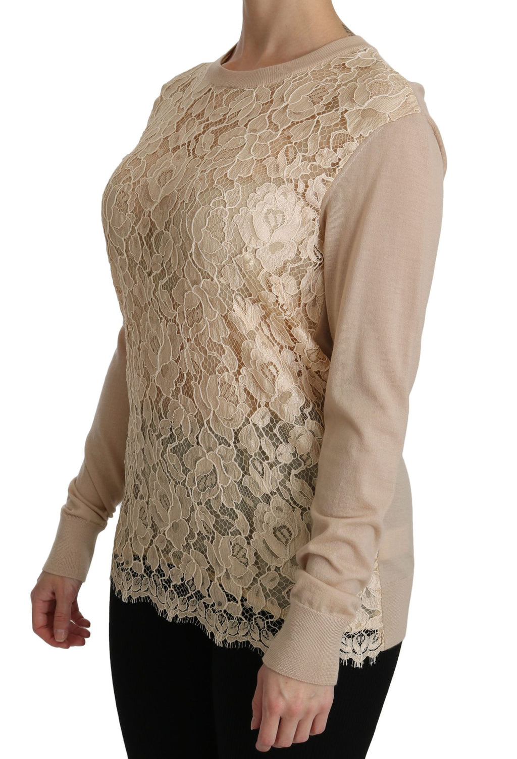 Dolce & Gabbana Beige Long Sleeve T-Shirt for Women side view