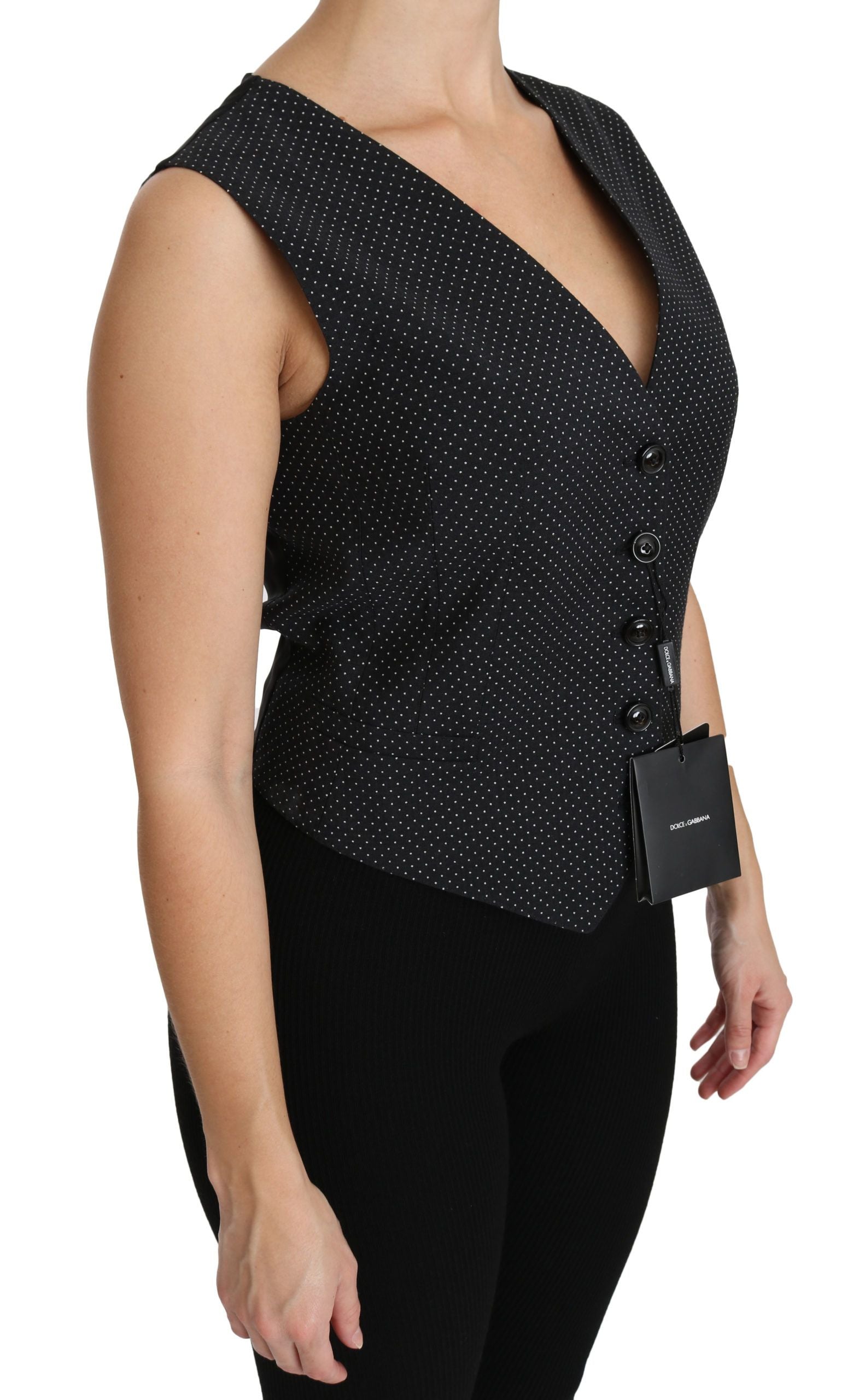 Haut/Chemise/Blouse sans manches Dolce & Gabbana noir à pois