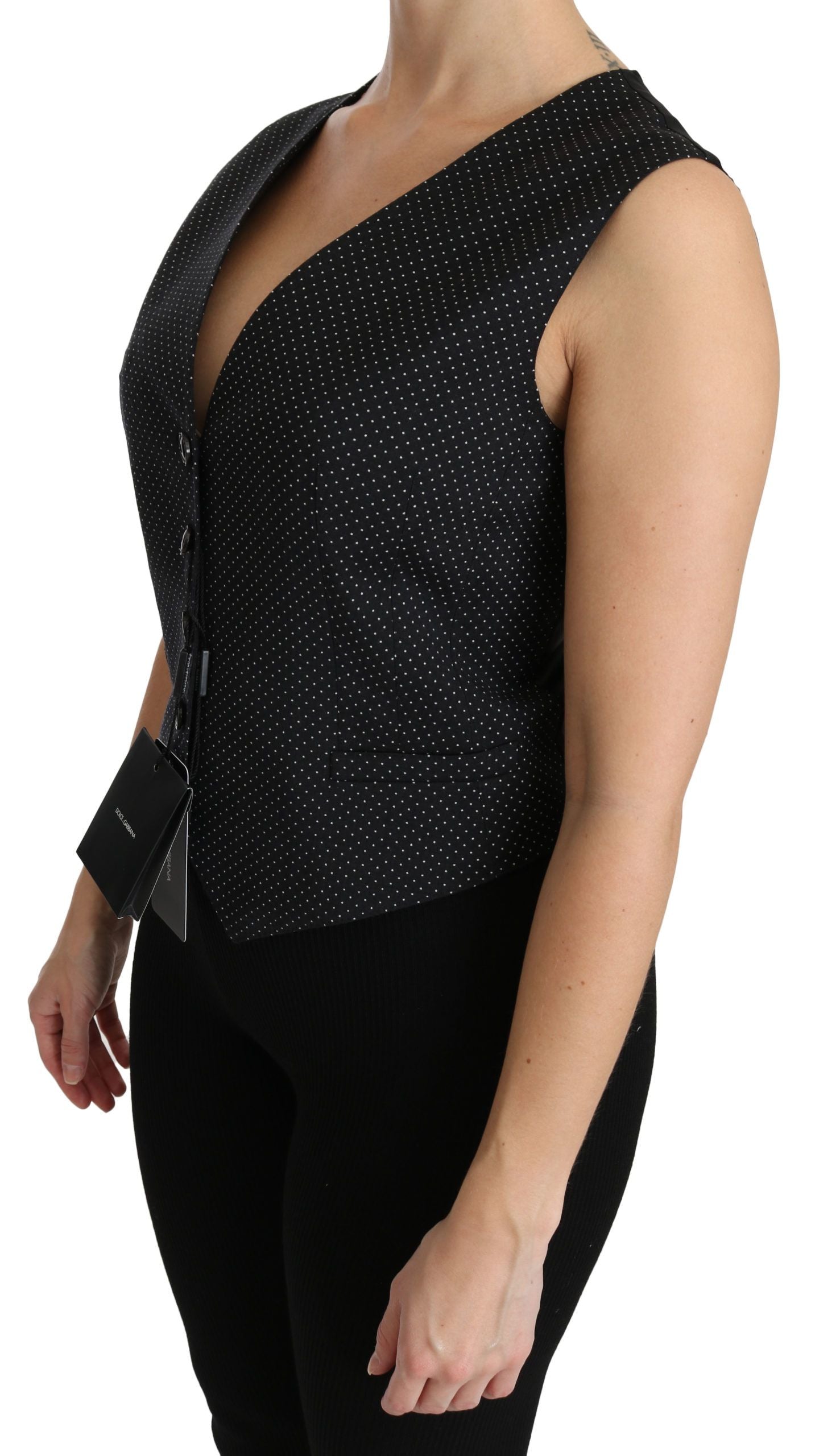 Haut/Chemise/Blouse sans manches Dolce & Gabbana noir à pois