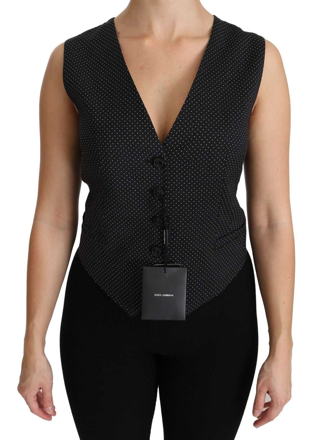 Haut/Chemise/Blouse sans manches Dolce & Gabbana noir à pois