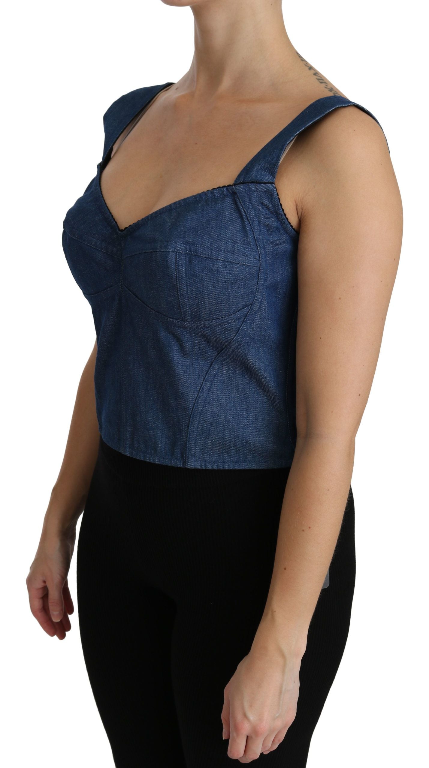 Dolce & Gabbana Blue Sleeveless T-Shirt for Women detail view