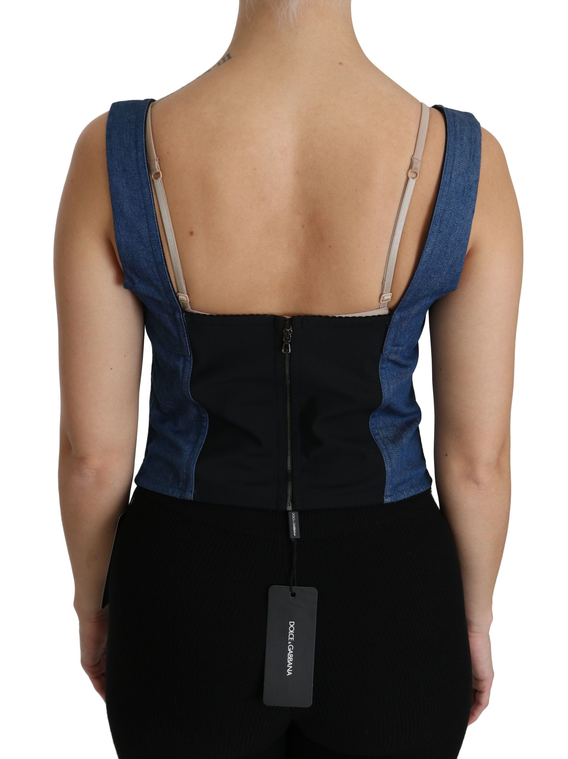 Dolce & Gabbana Blue Sleeveless T-Shirt for Women side view