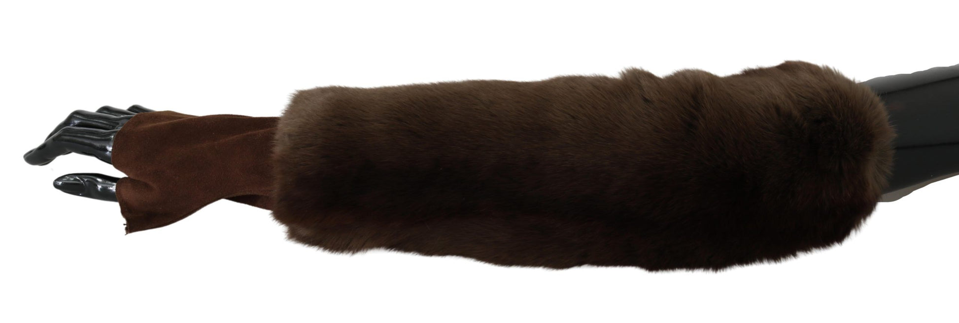 Gants sans doigts en fourrure marron mi-longs Dolce & Gabbana