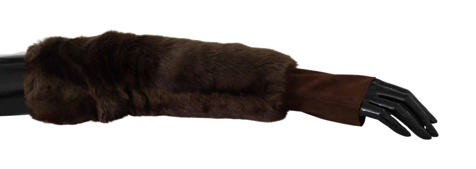 Gants sans doigts en fourrure marron mi-longs Dolce & Gabbana