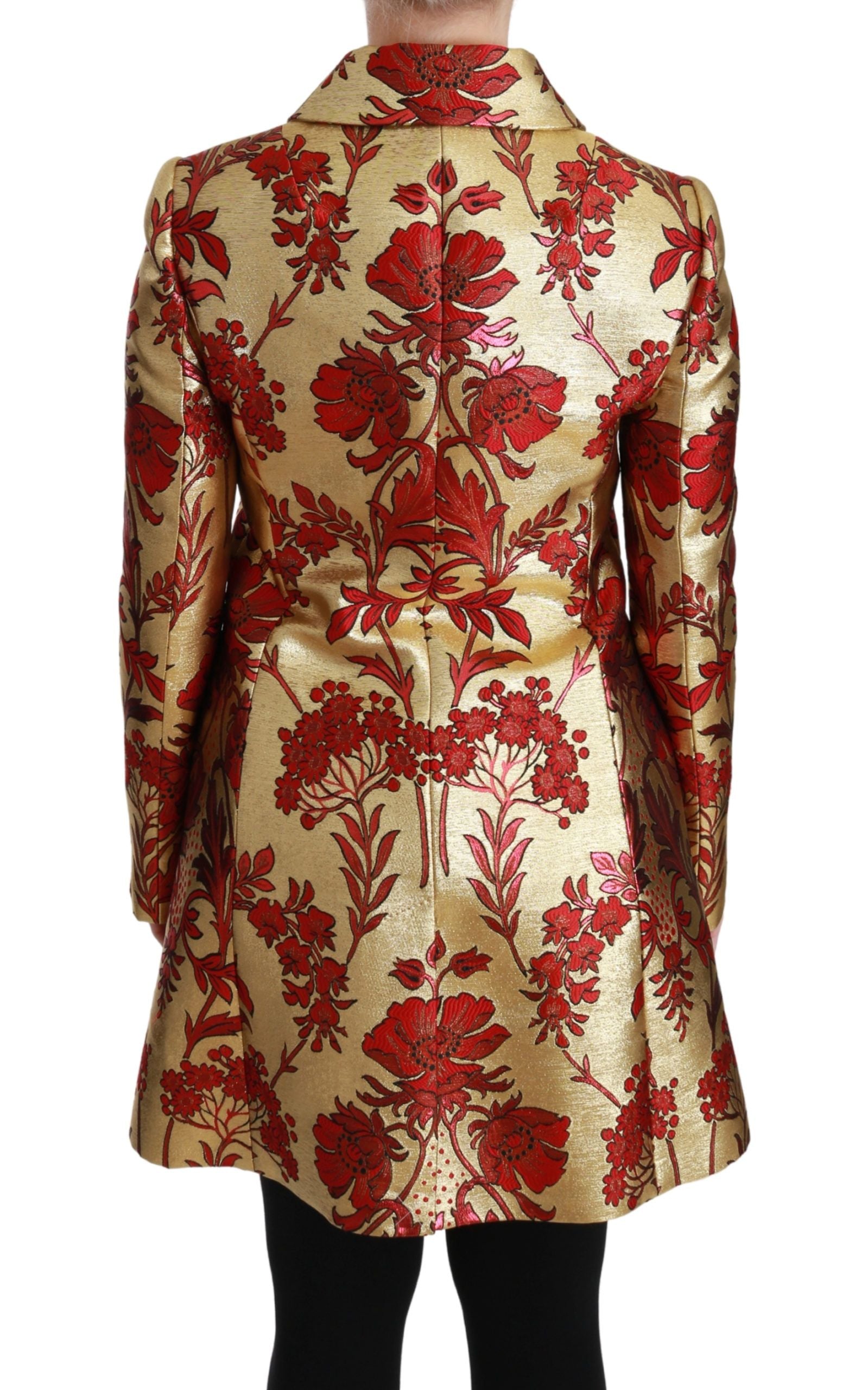 Dolce & Gabbana Manteau-Cape Veste Jacquard Floral Rouge Or