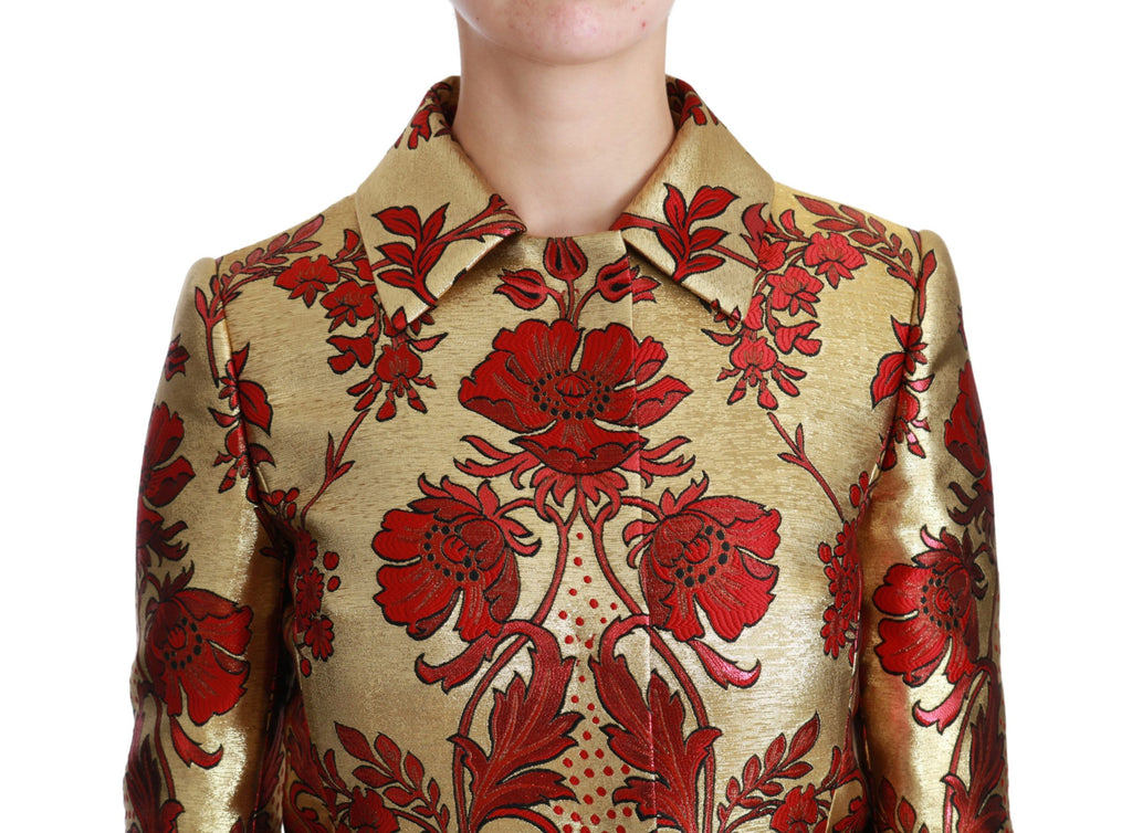 Dolce & Gabbana Manteau-Cape Veste Jacquard Floral Rouge Or