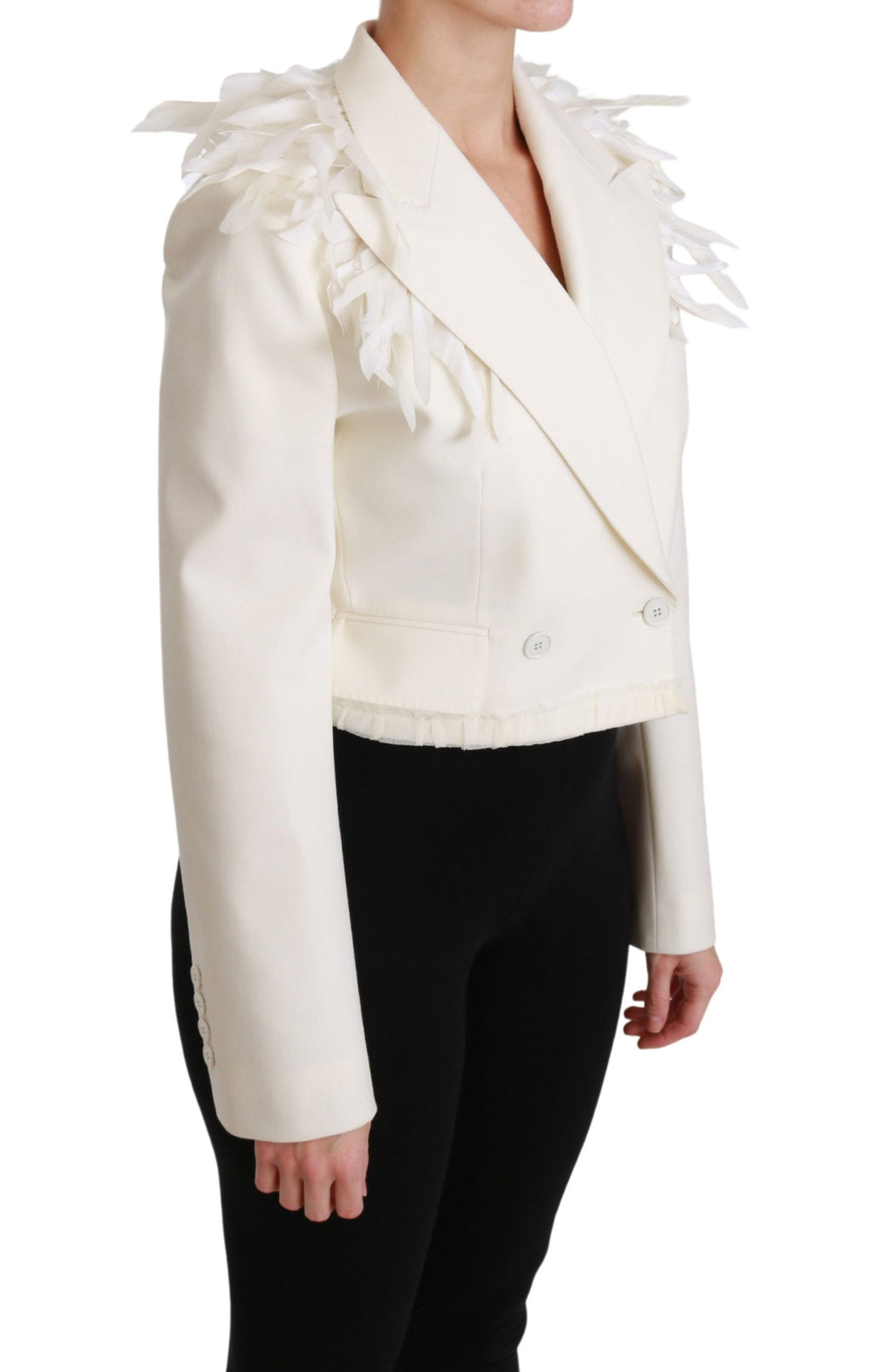 Manteau croisé blanc en laine Dolce & Gabbana