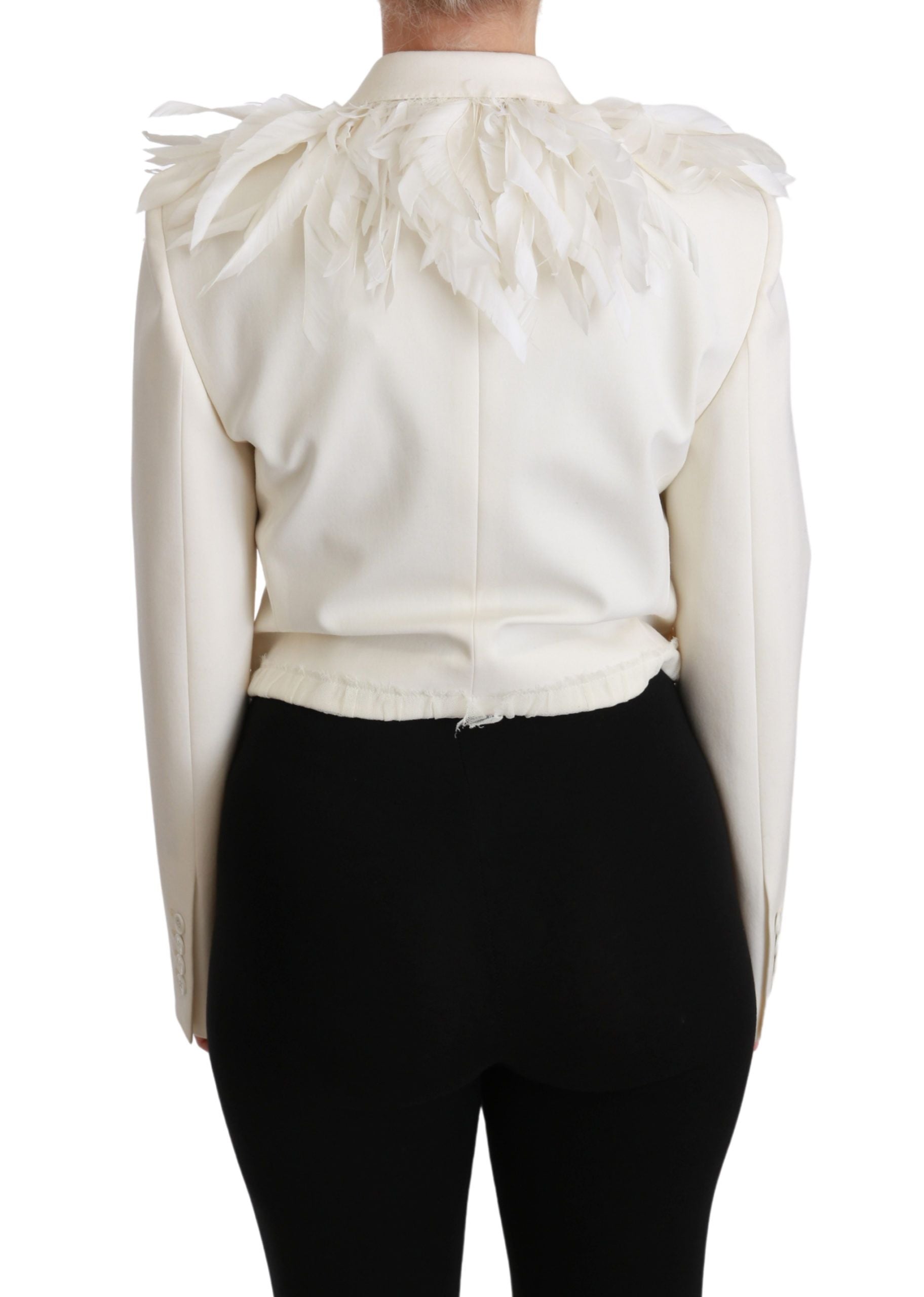 Manteau croisé blanc en laine Dolce & Gabbana