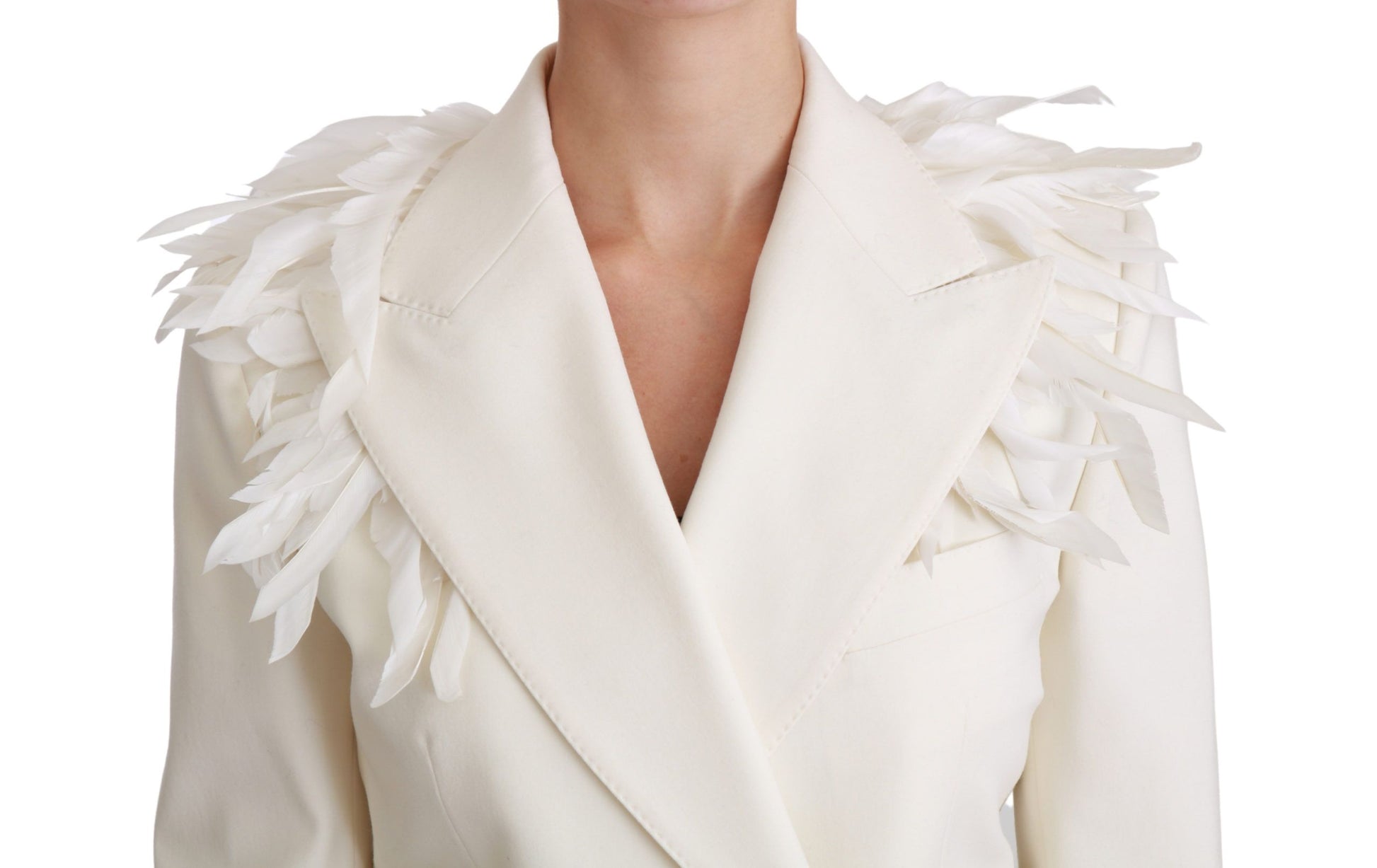 Manteau croisé blanc en laine Dolce & Gabbana