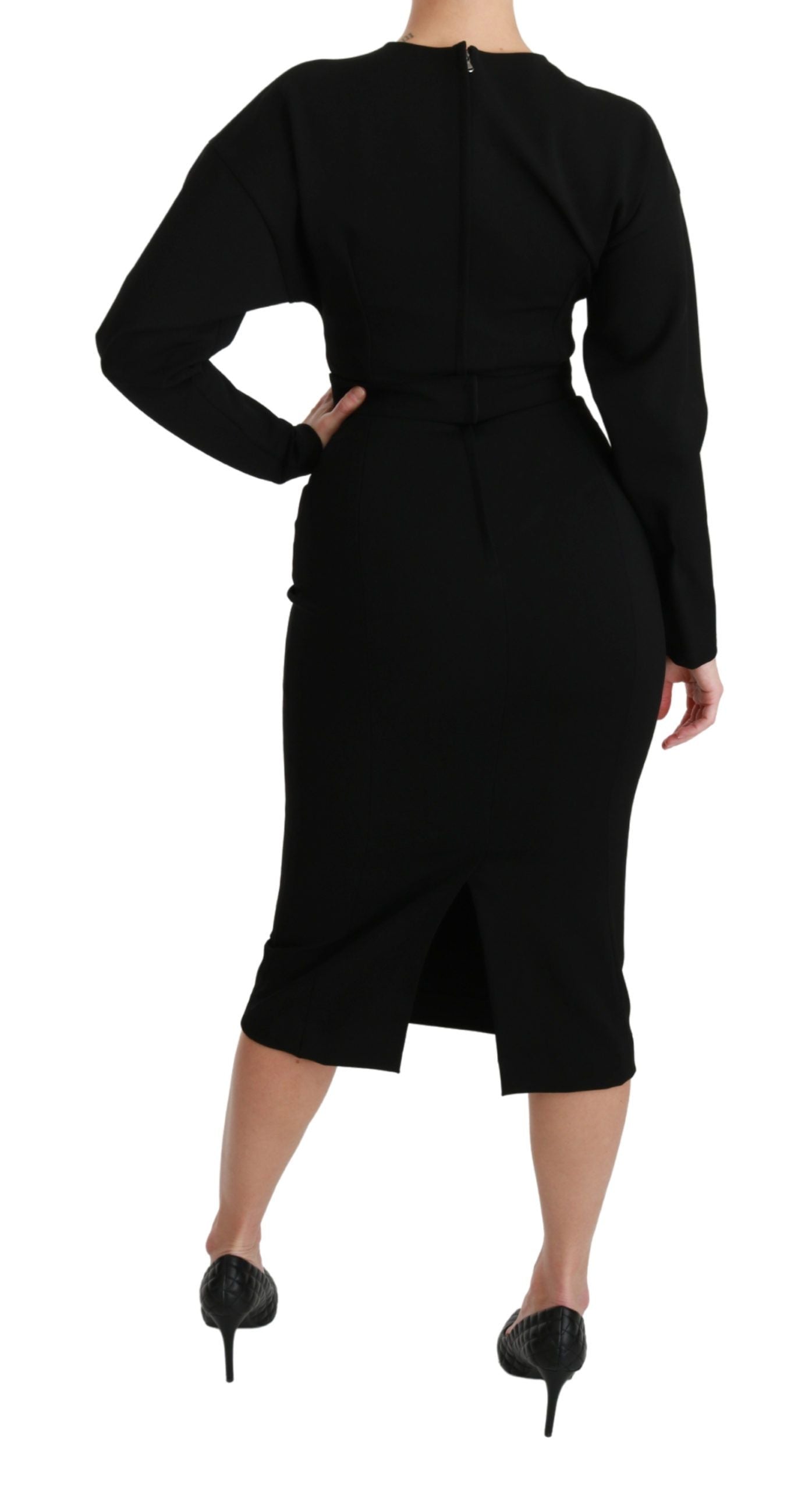 Robe fourreau midi stretch moulante noire Dolce & Gabbana