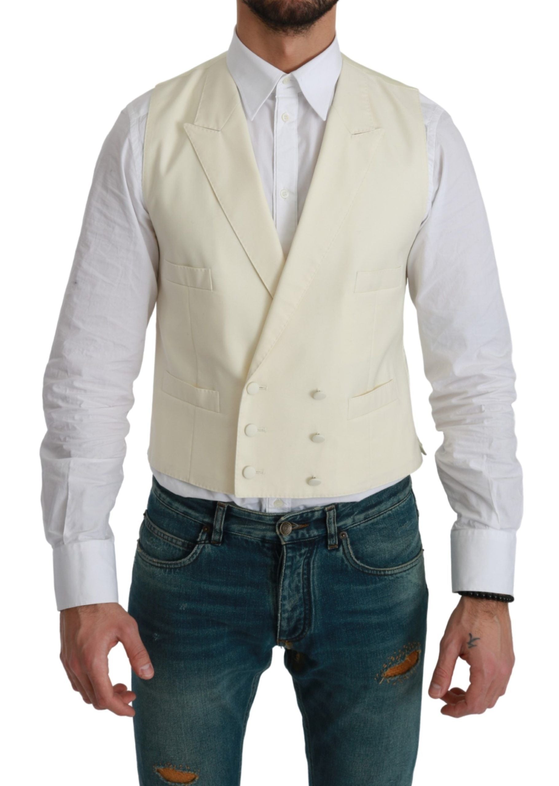 Gilet Dolce & Gabbana blanc en laine habillée