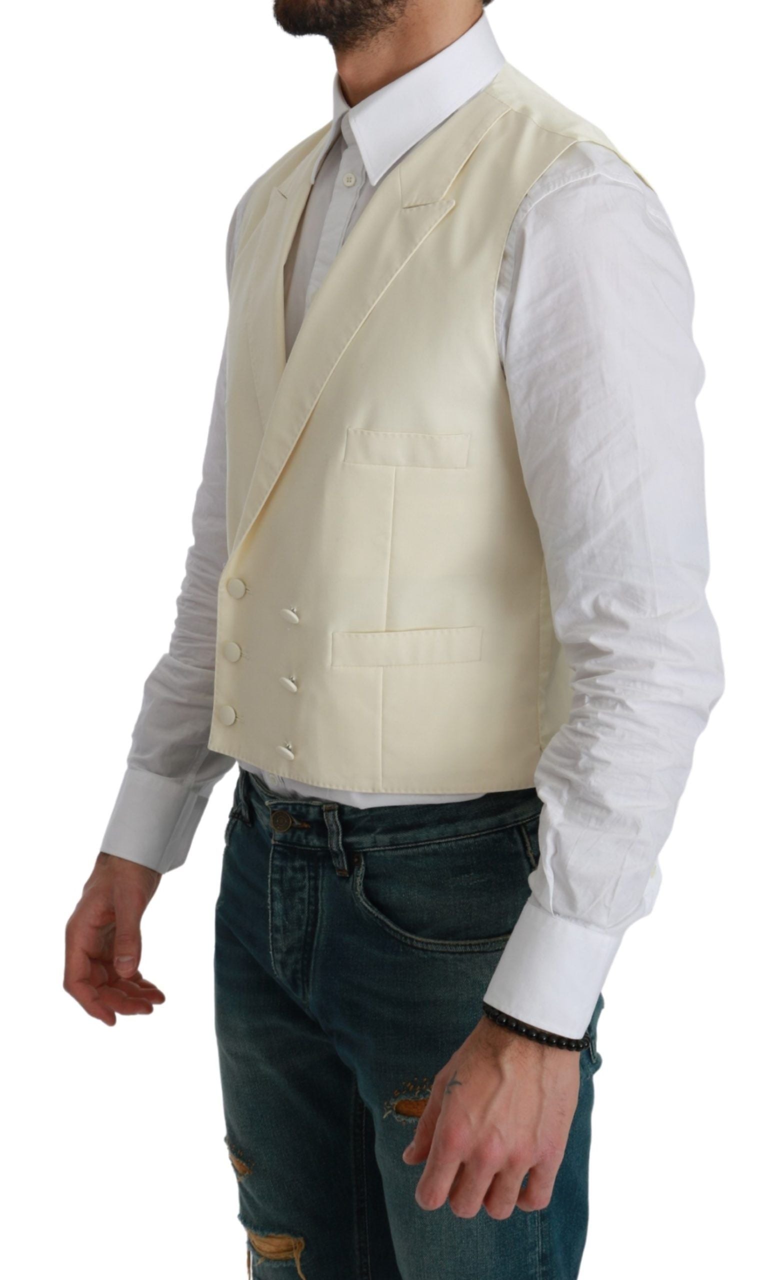 Gilet Dolce & Gabbana blanc en laine habillée