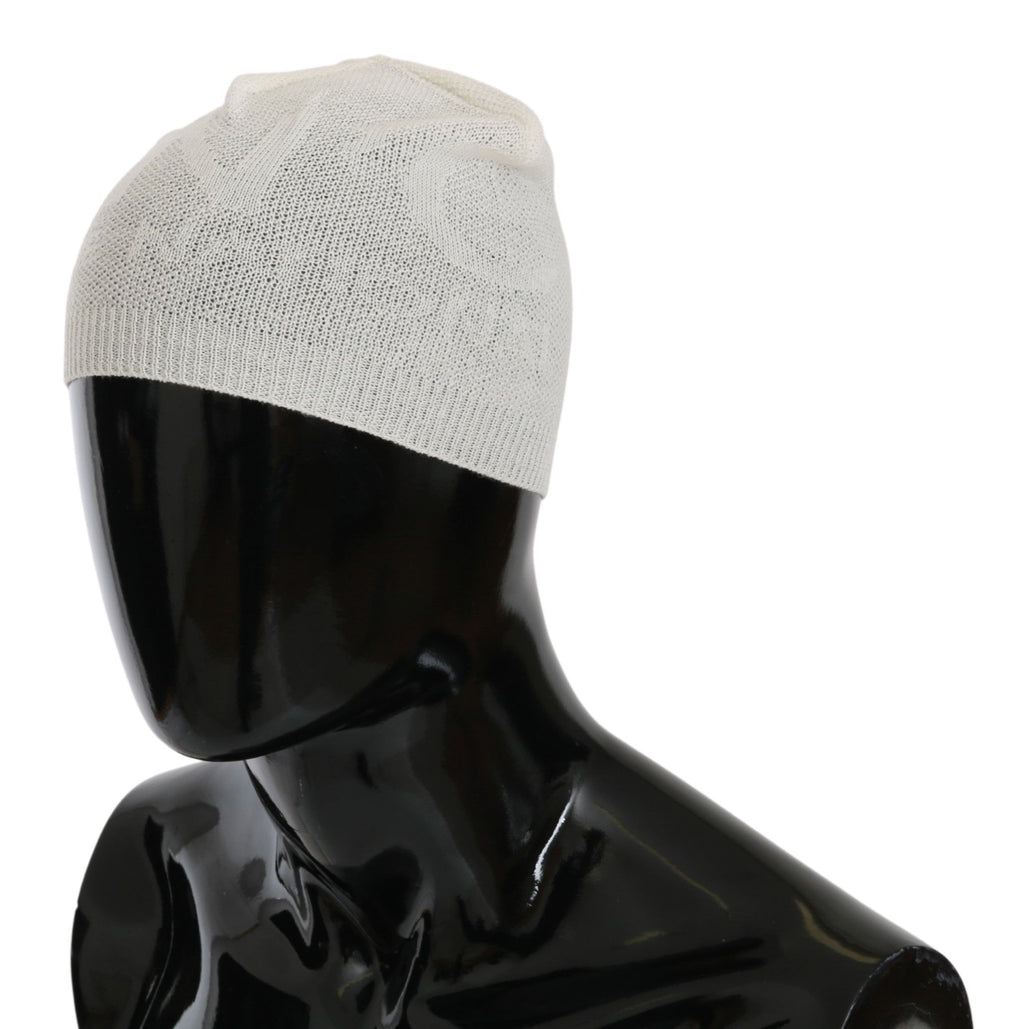 Costume National White Beanie for Men side view