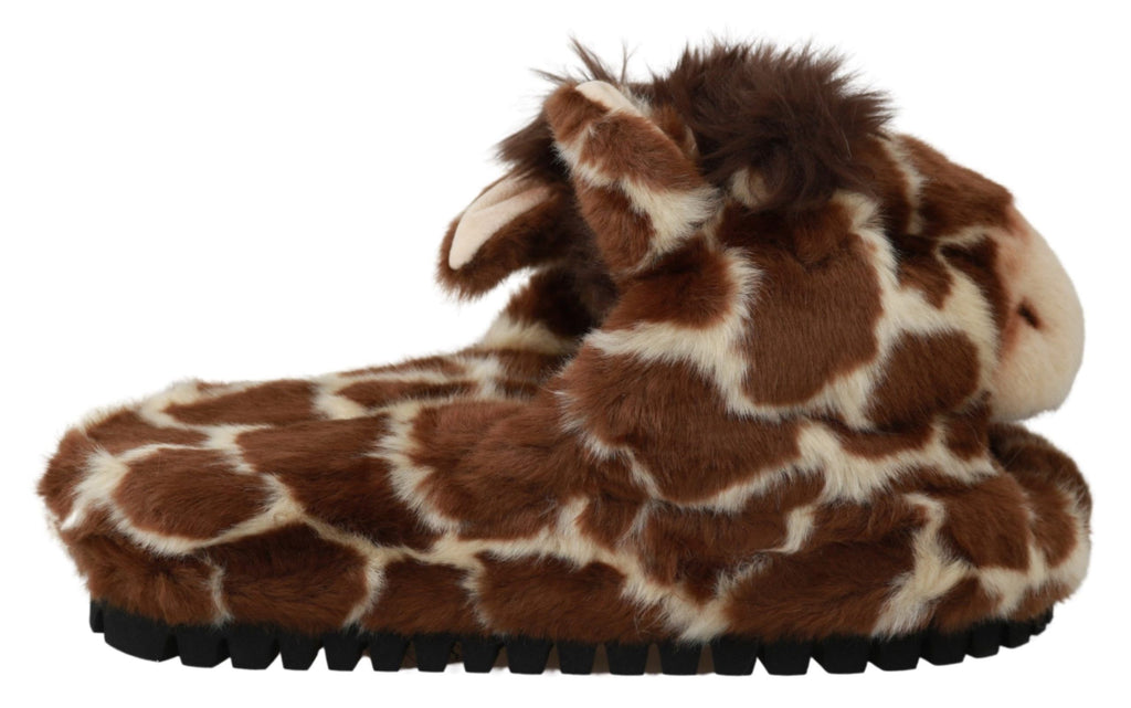Chaussures Plates Sandales Chaussons Girafe Marron Dolce & Gabbana