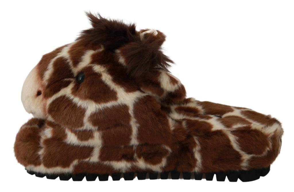 Chaussures Plates Sandales Chaussons Girafe Marron Dolce & Gabbana