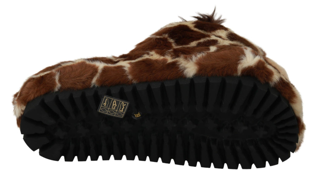 Chaussures Plates Sandales Chaussons Girafe Marron Dolce & Gabbana