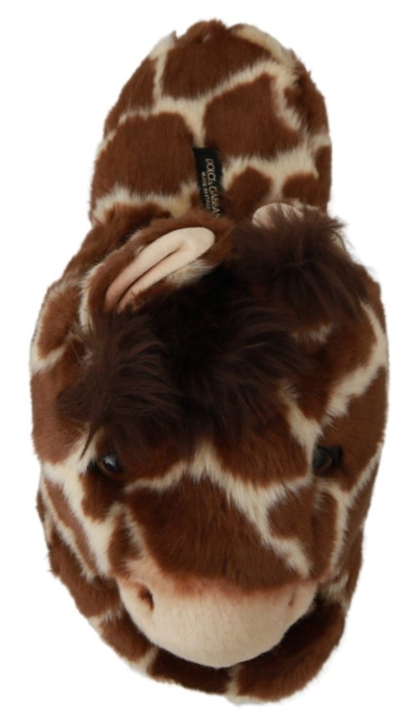 Chaussures Plates Sandales Chaussons Girafe Marron Dolce & Gabbana
