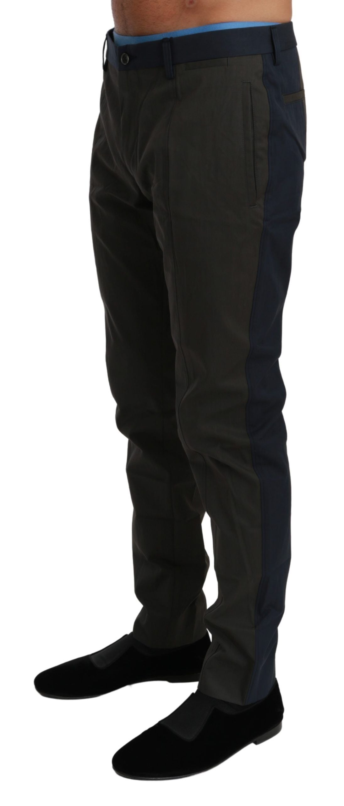 Pantalon en coton rayé bleu-gris Dolce & Gabbana