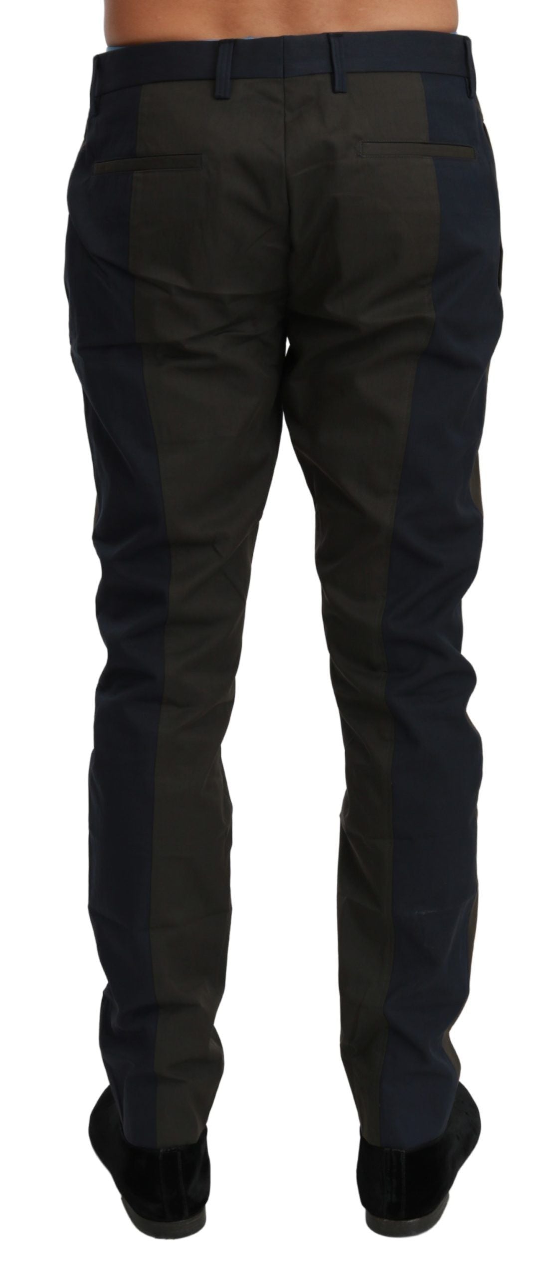 Pantalon en coton rayé bleu-gris Dolce & Gabbana