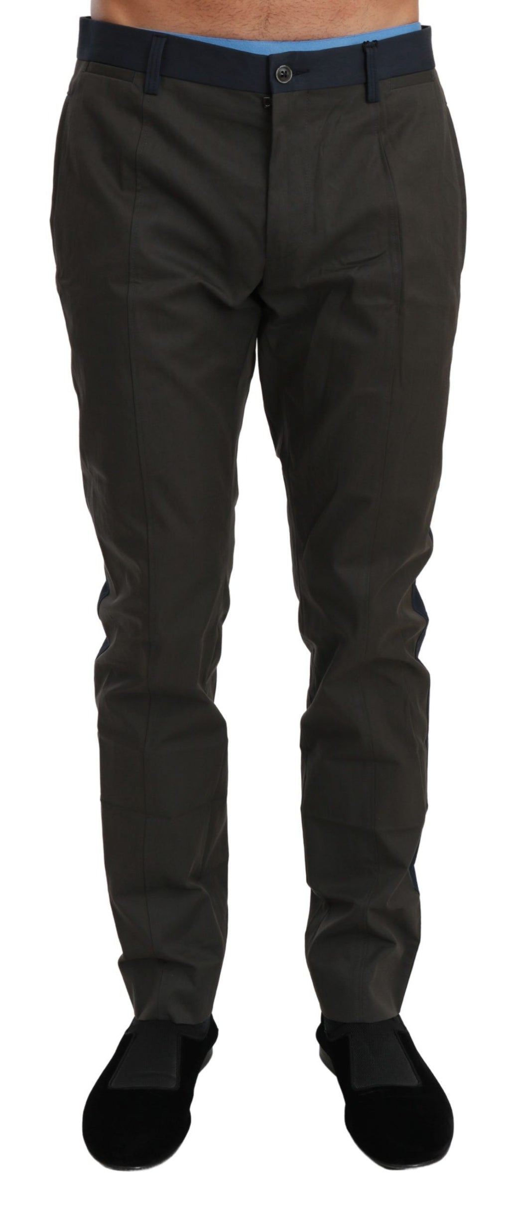 Pantalon en coton rayé bleu-gris Dolce & Gabbana