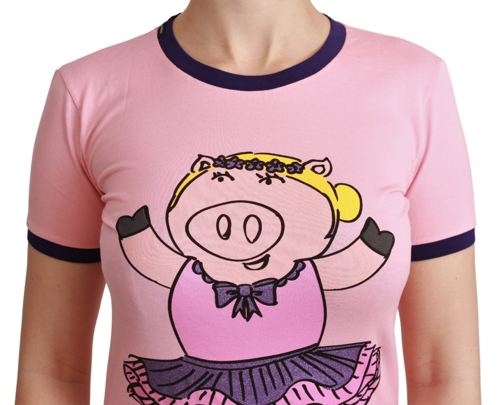 T-shirt en coton rose Dolce & Gabbana ANNÉE DU COCHON