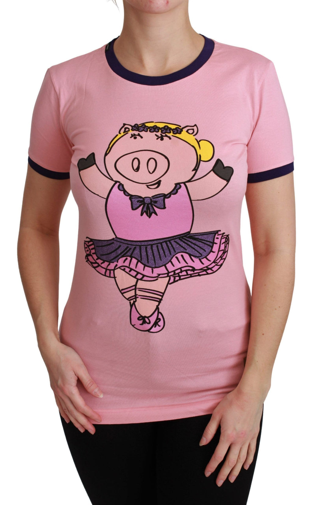 T-shirt en coton rose Dolce & Gabbana ANNÉE DU COCHON