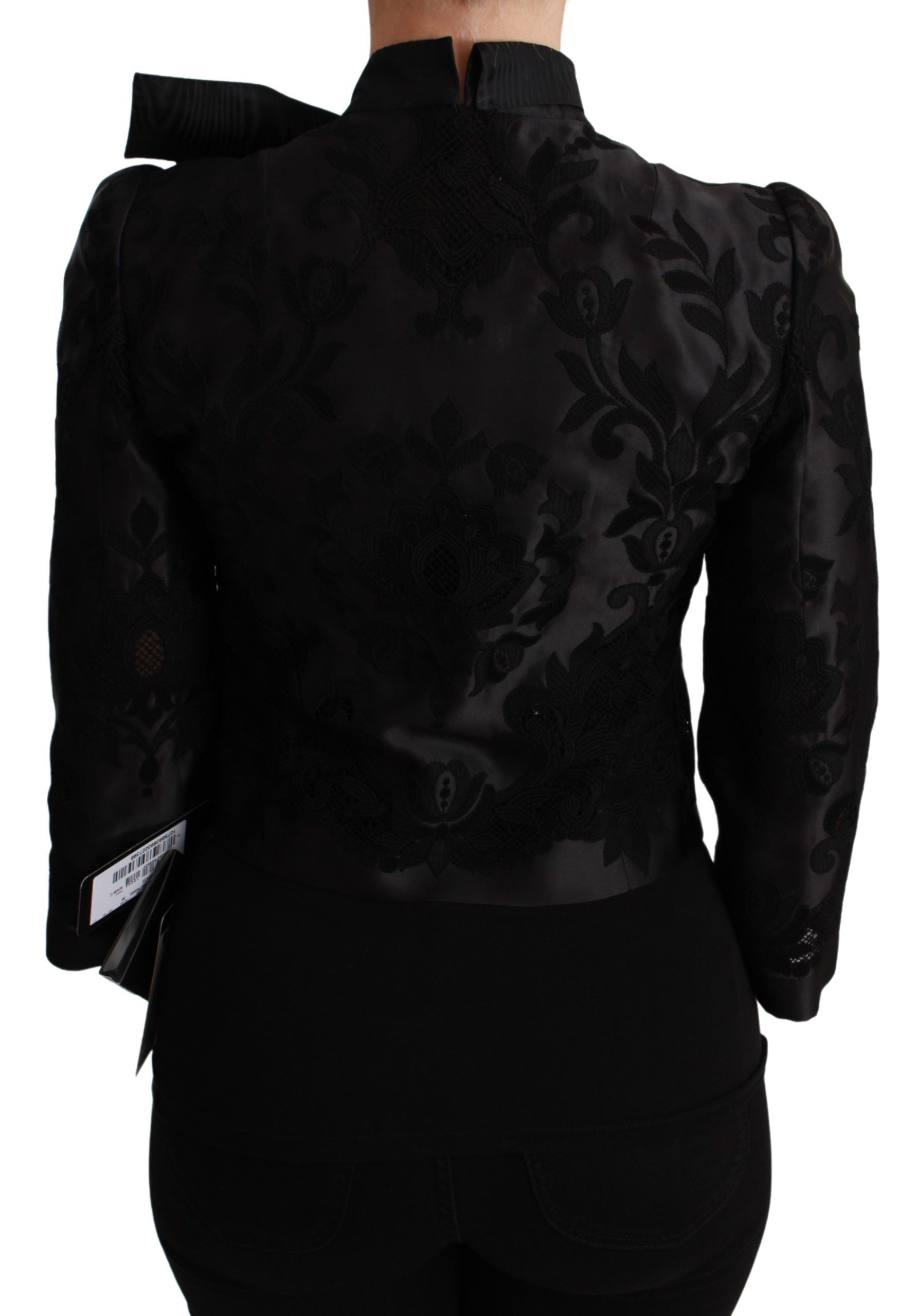Veste en soie blazer Dolce & Gabbana noire à jacquard floral