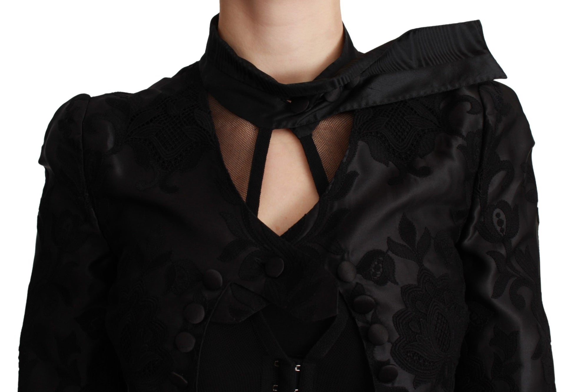 Veste en soie blazer Dolce & Gabbana noire à jacquard floral