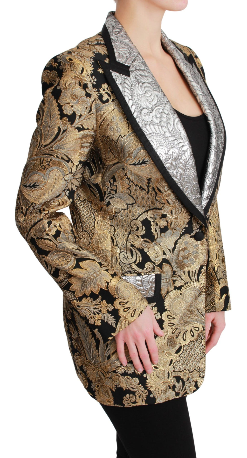Veste Blazer Jacquard Noir et Doré Dolce & Gabbana