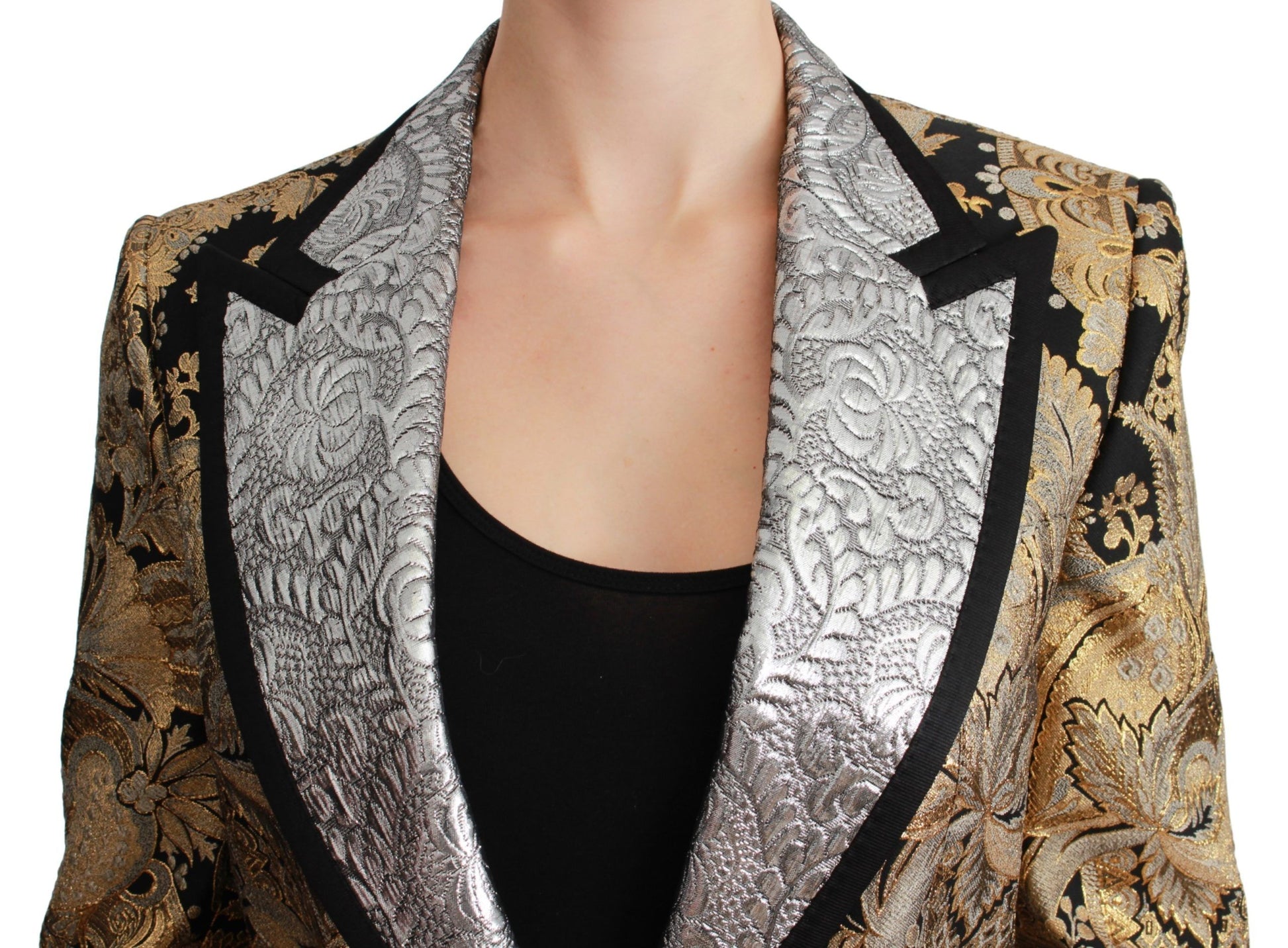 Veste Blazer Jacquard Noir et Doré Dolce & Gabbana