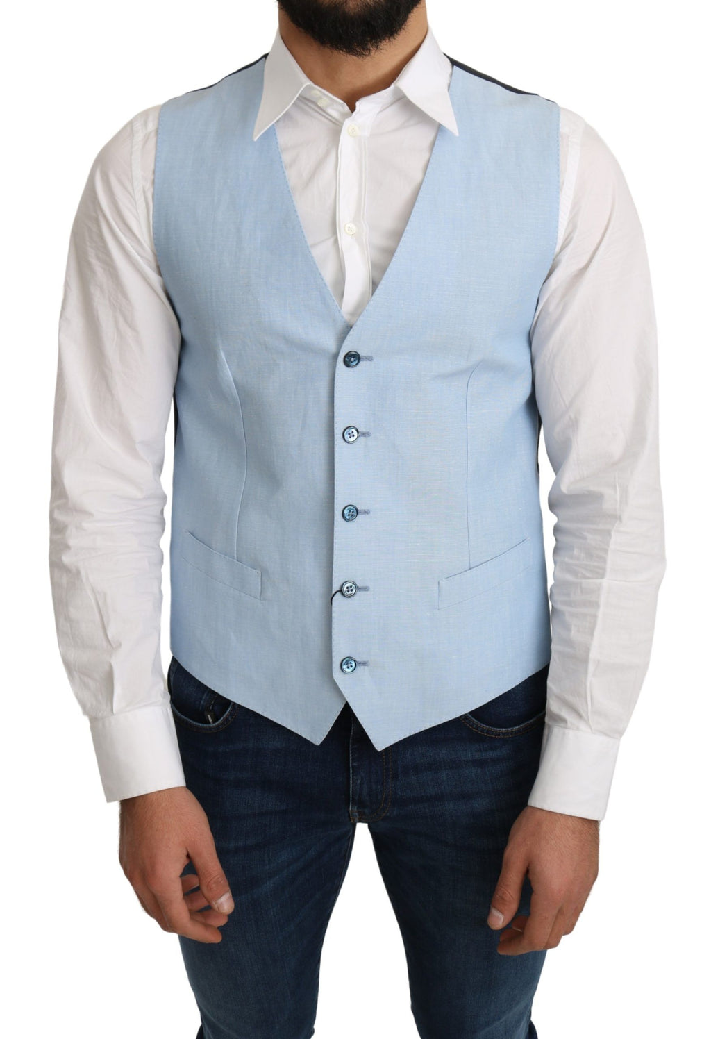 Gilet de costume Dolce & Gabbana bleu en viscose stretch