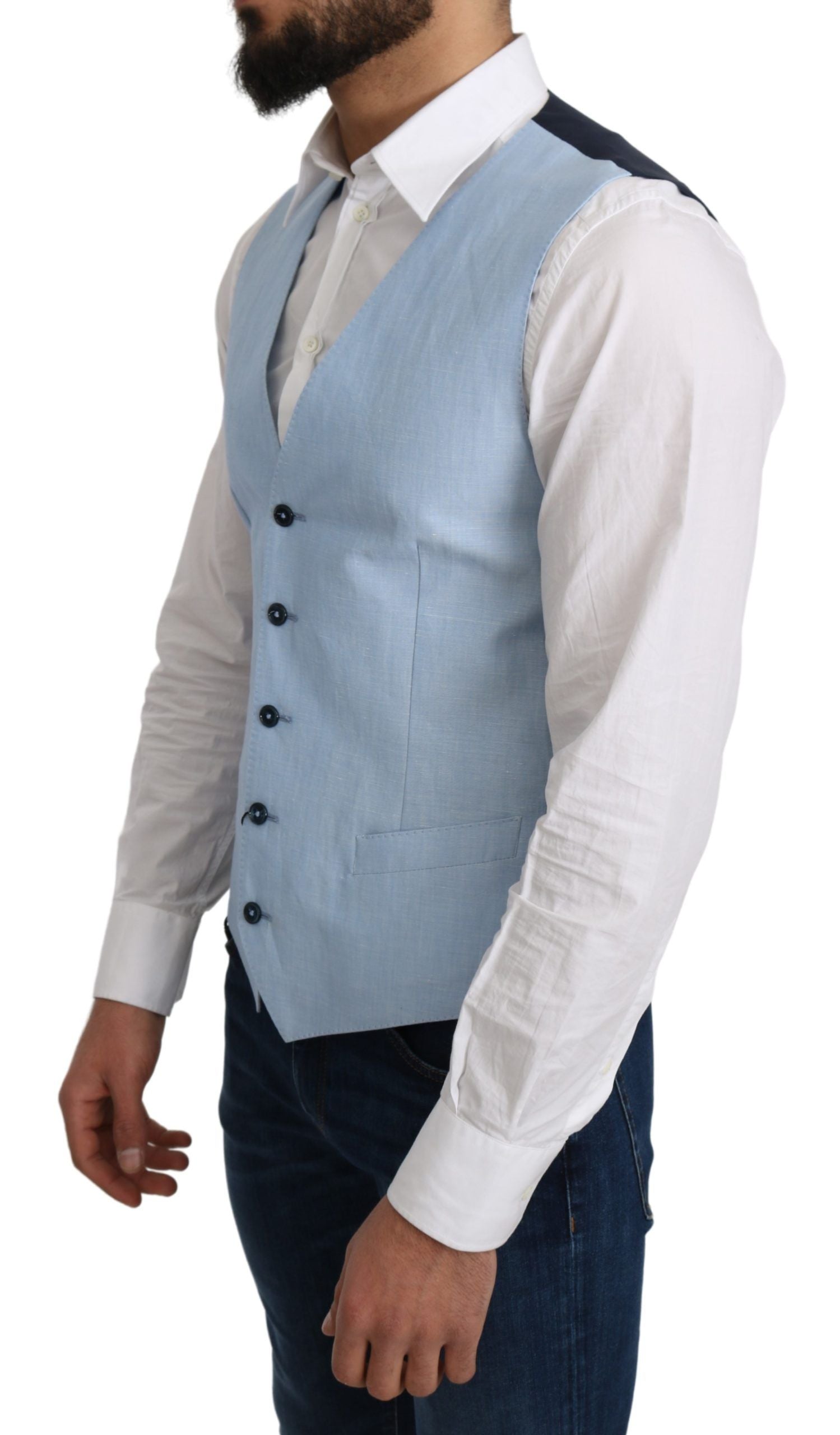Gilet de costume Dolce & Gabbana bleu en viscose stretch