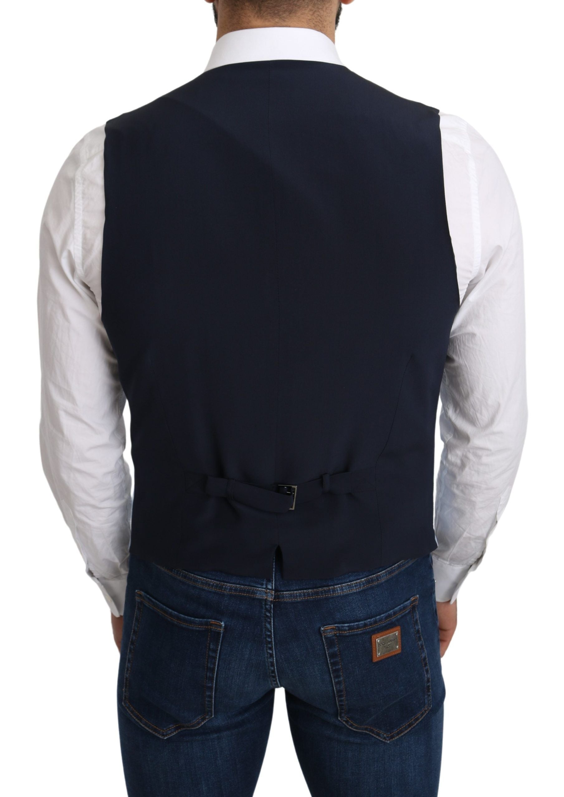 Gilet de costume Dolce & Gabbana bleu en viscose stretch