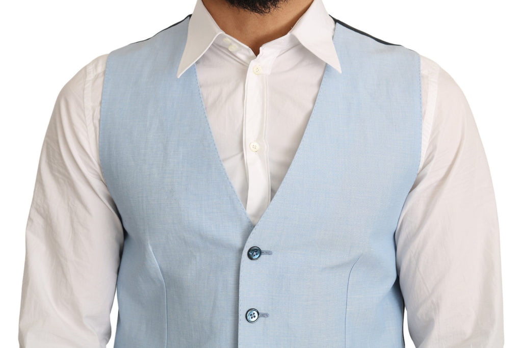 Gilet de costume Dolce & Gabbana bleu en viscose stretch