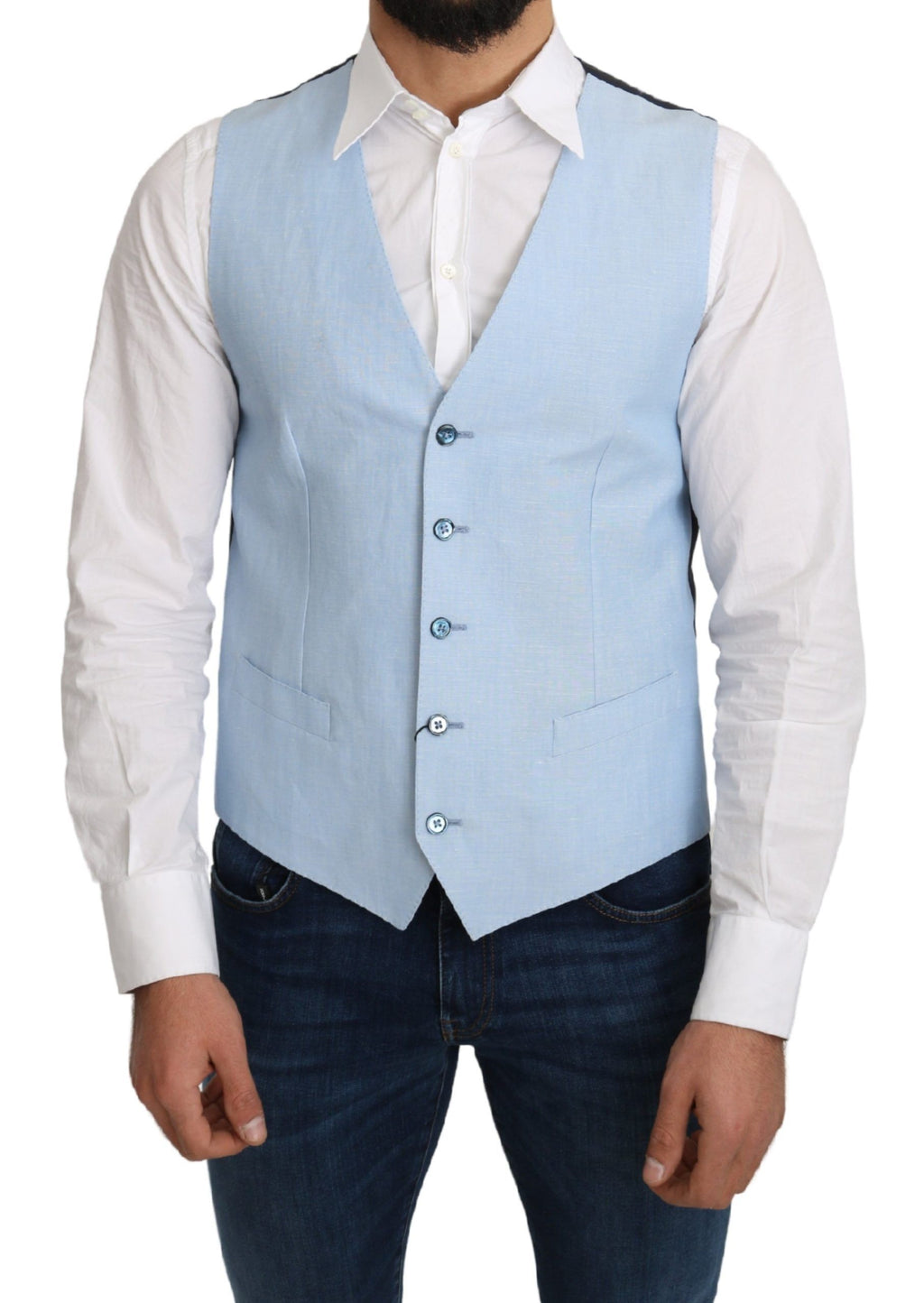 Gilet de costume Dolce & Gabbana bleu en viscose stretch