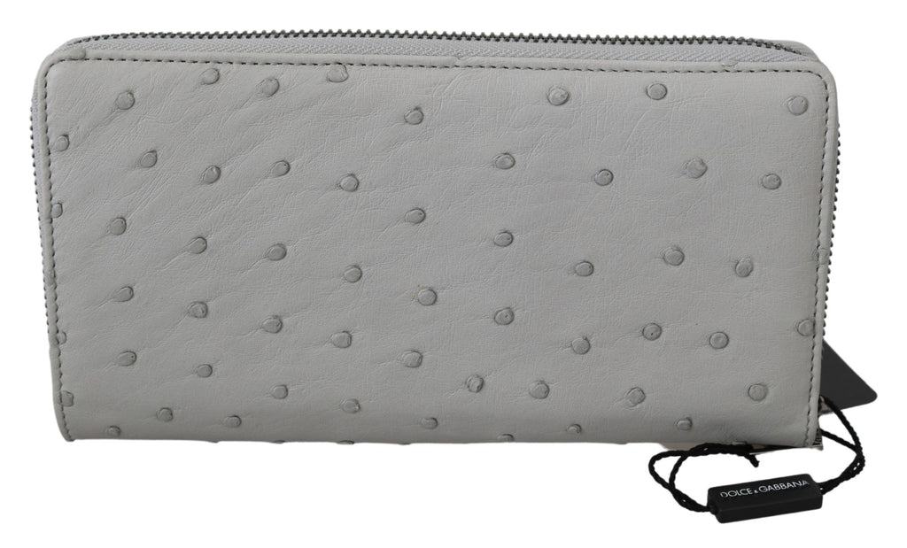 Portefeuille Continental Homme Dolce & Gabbana en Cuir d'Autruche Blanc