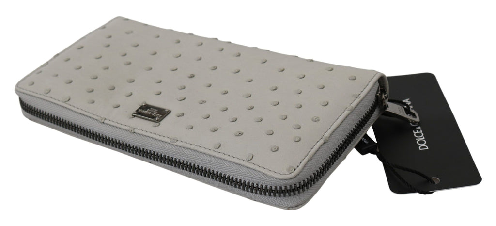 Portefeuille Continental Homme Dolce & Gabbana en Cuir d'Autruche Blanc