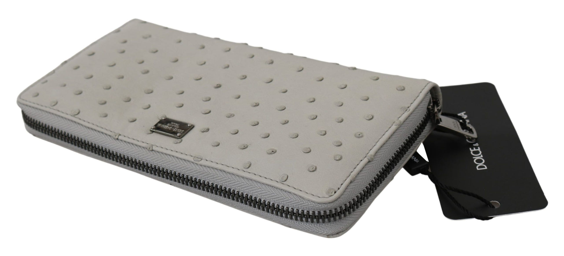 Portefeuille Continental Homme Dolce & Gabbana en Cuir d'Autruche Blanc