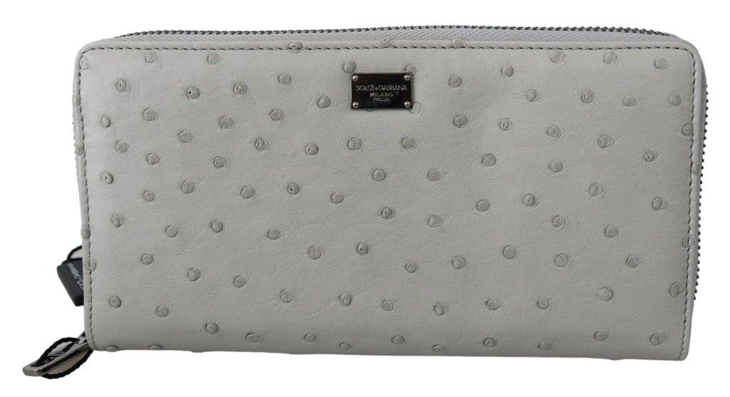 Portefeuille Continental Homme Dolce & Gabbana en Cuir d'Autruche Blanc