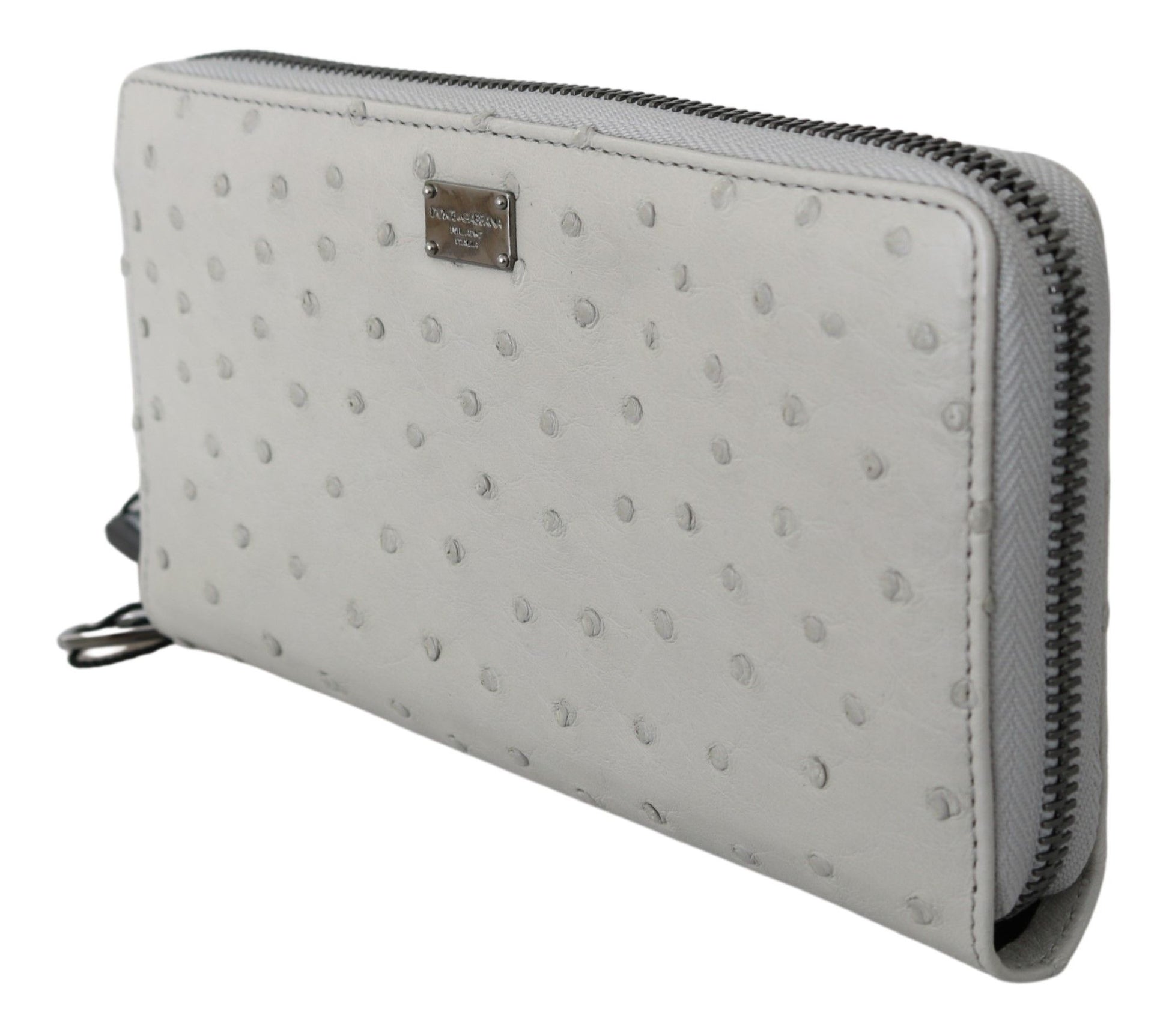 Portefeuille Continental Homme Dolce & Gabbana en Cuir d'Autruche Blanc