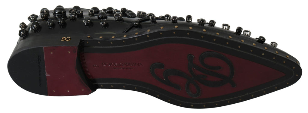 Chaussures Dolce & Gabbana brogues en cuir noir à cristaux