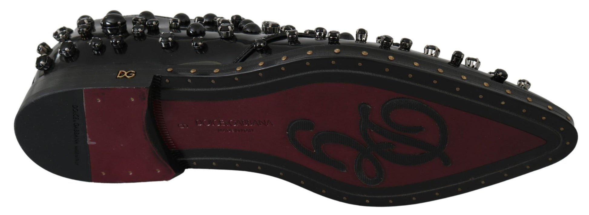Chaussures Dolce & Gabbana brogues en cuir noir à cristaux