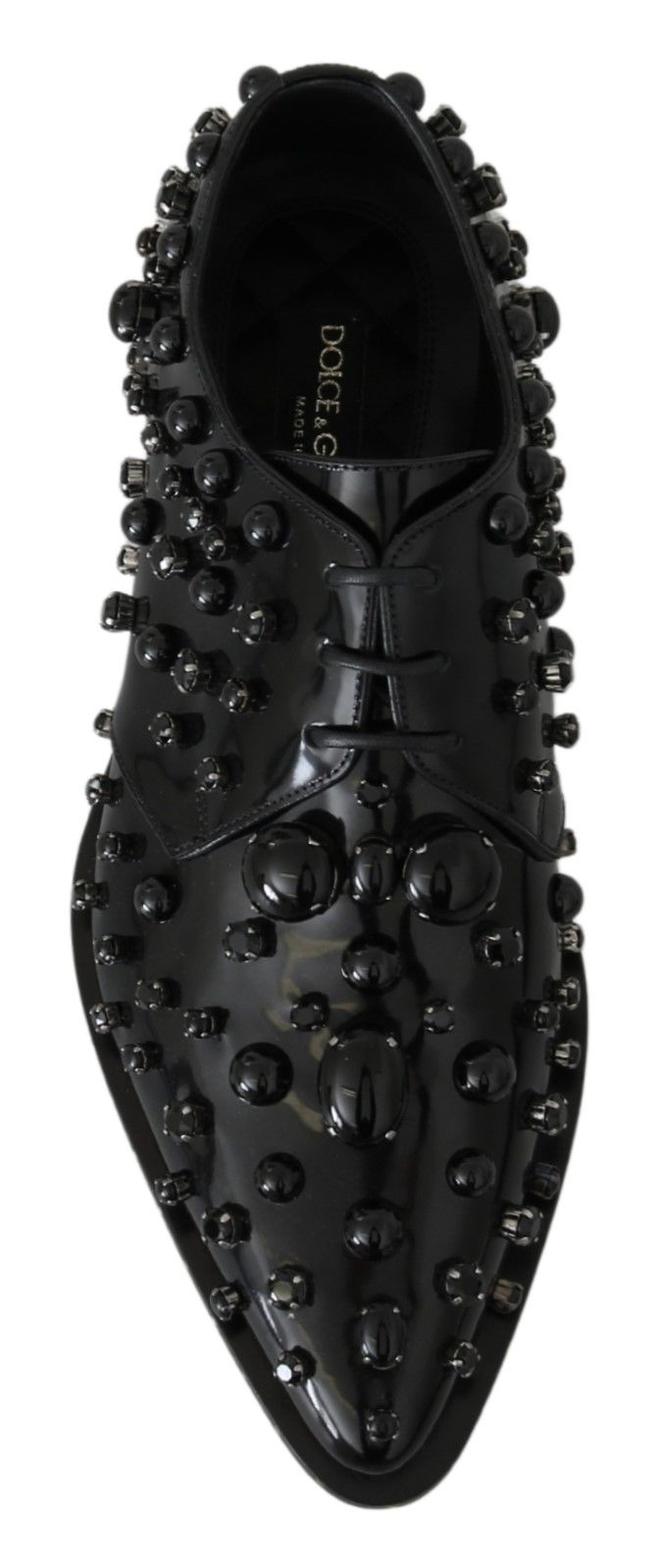 Chaussures Dolce & Gabbana brogues en cuir noir à cristaux